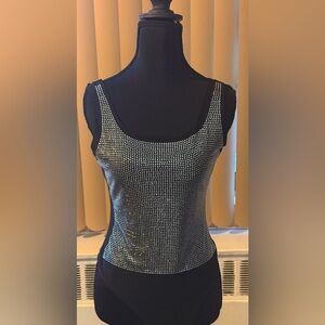 Brand New Fashion Nova Rhinestone Bodysuit With a Sheer Back. Size S
